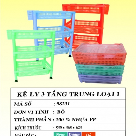 KỆ LY 3 TẦNG TRUNG L1