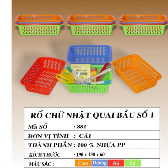 RỔ CHỮ NHẬT QUAI BẦU SỐ 1