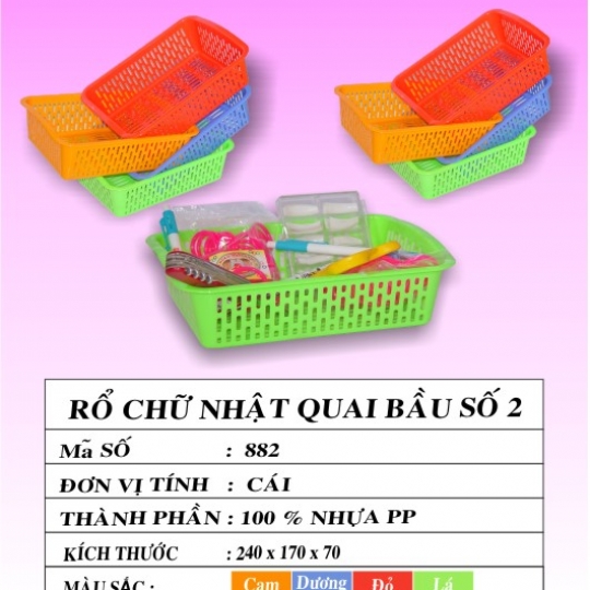 RỔ CHỮ NHẬT QUAI BẦU SỐ 2