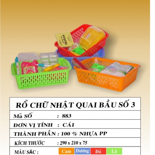 RỔ CHỮ NHẬT QUAI BẦU SỐ 3