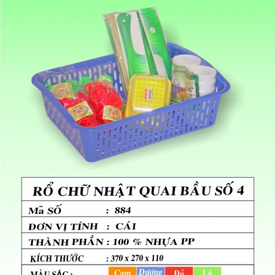 RỔ CHỮ NHẬT QUAI BẦU SỐ 4